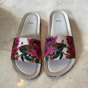 Colorful floral Melissa slides